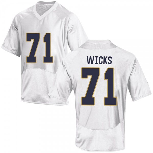 Brennan Wicks Notre Dame Fighting Irish NCAA Youth #71 White Replica College Stitched Football Jersey KHR5255TP